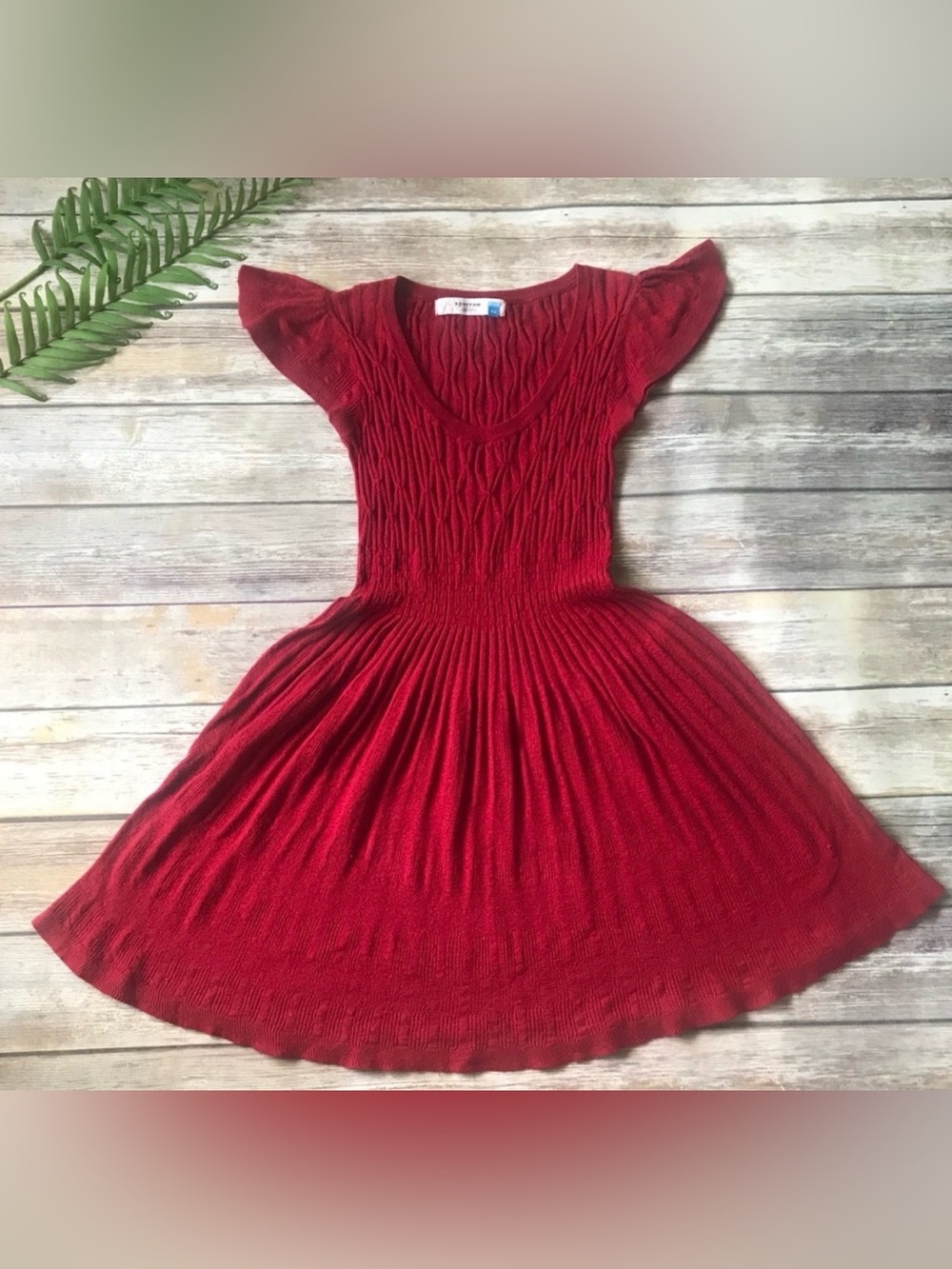 Anthropologie Sz XS Sparrow Red Knit Sweater Cable Dress As seen on Taylor Swift - Picture 2 of 6